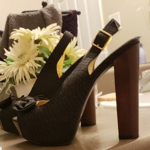 Qupid-  Charcoal Grey Platform Open toe Shoes